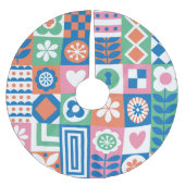 抽象芸術フローラ:北欧フォークデザイン。 ブラッシュドポリエステルツリースカート (正面)