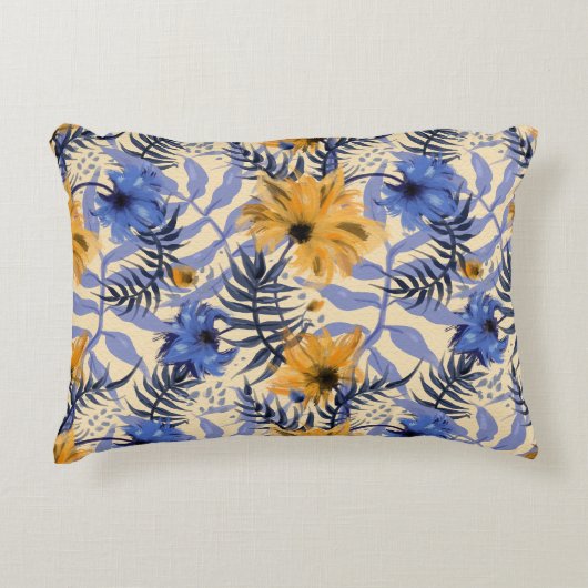 抽象芸術フローラ:水彩パタモダンーン アクセントクッション (正面)