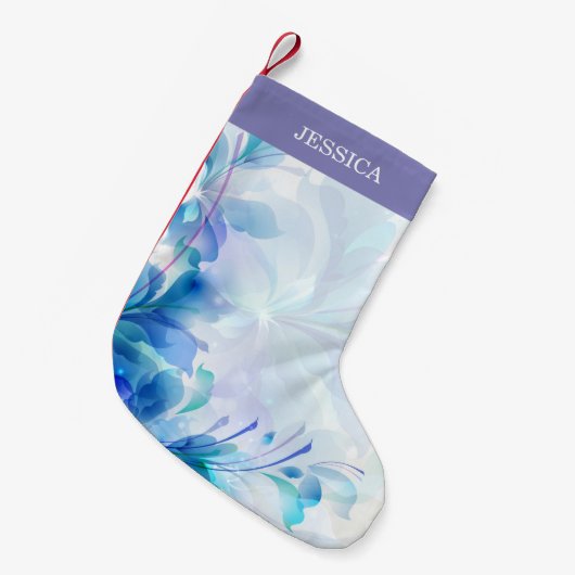 抽象芸術フローラ（紫の青と白） スモールクリスマスストッキング (正面 (吊り時))