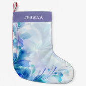 抽象芸術フローラ（紫の青と白） スモールクリスマスストッキング (正面)