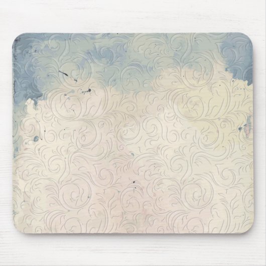 抽象芸術フローラ(青と白のグラデーションの汚れ) マウスパッド (正面)