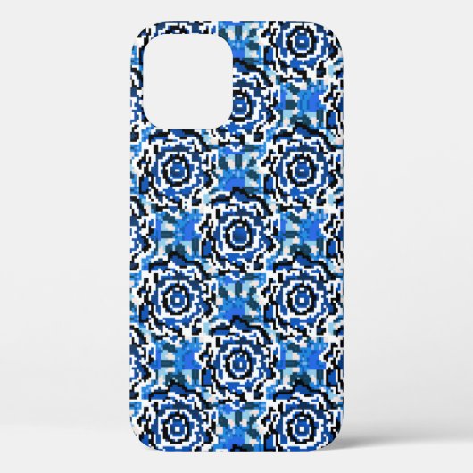 抽象芸術フローラ、青、黒、ベージュファッション Case-Mate iPhoneケース (裏面)