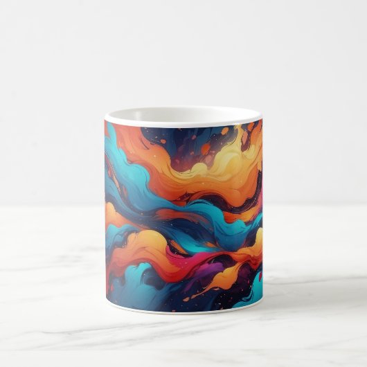 抽象芸術フローリングカラーマグポップ・アートのアートスタイル コーヒーマグカップ (中央)