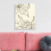 抽象芸術フローリングフローララインスケッチウォールアート キャンバスプリント (インサイチュ (リビング))
