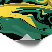 抽象芸術フローンググリーンとイエローデザイン ポスター (角)