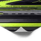 抽象芸術フロー(緑と黒の線) ポスター (角)