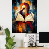 抽象芸術ブックアート – 読者用幾何学的デザイン ポスター (ホームオフィス)