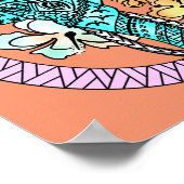 抽象芸術ブライトエレファントポリネシアのタトゥーアート ポスター (角)