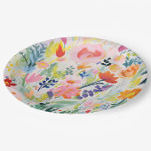 抽象芸術ブライトカラフルフラワーイラストレーション ペーパープレート (アングル)