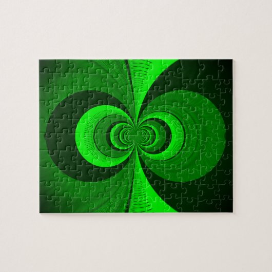 抽象芸術ブライトグリーングルービー万華鏡のように千変万化するパターンパターン ジグソーパズル (横)