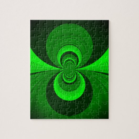 抽象芸術ブライトグリーングルービー万華鏡のように千変万化するパターンパターン ジグソーパズル (縦)