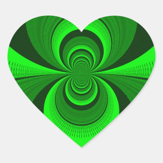 抽象芸術ブライトグリーングルービー万華鏡のように千変万化するパターンパターン ハートシール (正面)