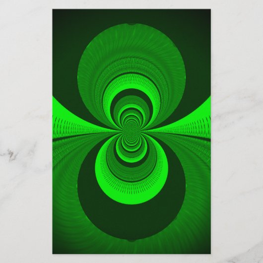 抽象芸術ブライトグリーングルービー万華鏡のように千変万化するパターンパターン 便箋 (正面)