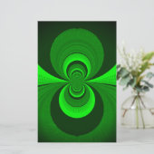 抽象芸術ブライトグリーングルービー万華鏡のように千変万化するパターンパターン 便箋 (スタンド正面)