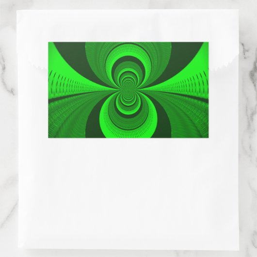 抽象芸術ブライトグリーングルービー万華鏡のように千変万化するパターンパターン 長方形シール (バッグ)