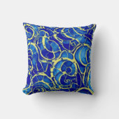 抽象芸術ブライトブルーモサイアックパターン クッション (正面)