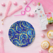 抽象芸術ブライトブルーモサイアックパターン ペーパープレート (パーティー)