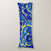 抽象芸術ブライトブルーモサイアックパターン ボディピロー (正面縦)