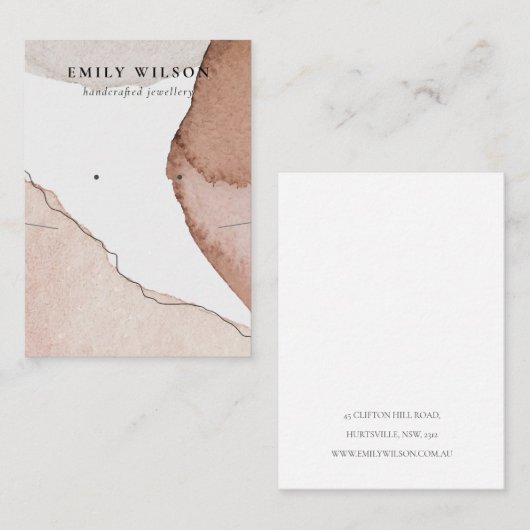 抽象芸術ブラウンウォーターカラーネックレスイヤリングディスプレイ 名刺 (正面/裏面)