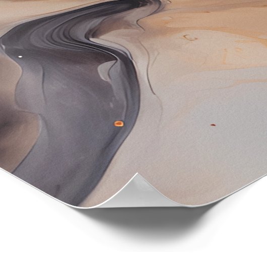 抽象芸術ブラウンズフルード大理石アート ポスター (角)