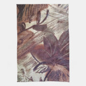 抽象芸術ブラウンフローラデザイン1 キッチンタオル (縦)