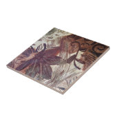 抽象芸術ブラウンフローラデザイン1 タイル (側面)