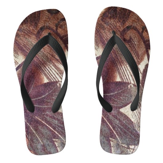 抽象芸術ブラウンフローラデザイン1 ビーチサンダル (フットベッド)