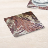 抽象芸術ブラウンフローラデザイン2 スクエアペーパーコースター (アングル)