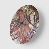 抽象芸術ブラウンフローラデザイン2 ラウンド壁時計 (傾斜)