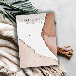 抽象芸術ブラウンベージュ水彩2イヤリングディスプレイ 名刺