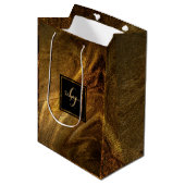抽象芸術ブラウンラグジュアリー金ゴールドグリッターシモダンック ミディアムペーパーバッグ (正面アングル)