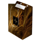 抽象芸術ブラウンラグジュアリー金ゴールドグリッターシモダンック ミディアムペーパーバッグ (裏面アングル)