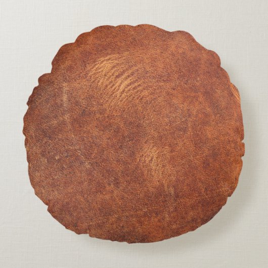 抽象芸術ブラウンレザーテクスチャバックグラウンドレザー、t ラウンドクッション (正面)