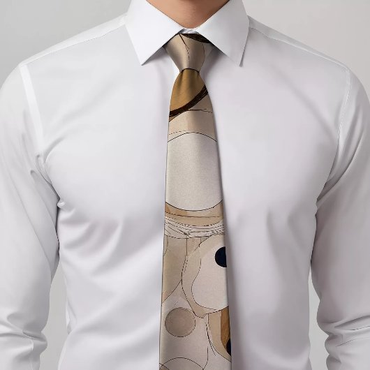 抽象芸術ブラウン&ベージュパターン(の模様が)あるタイ ネクタイ