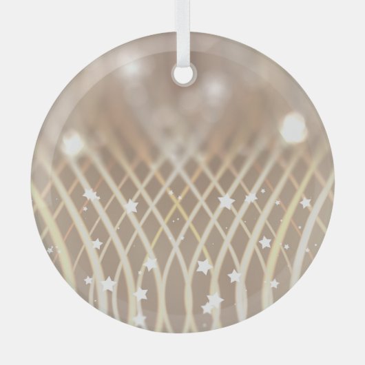 抽象芸術ブラウン、波の星の背景。 ガラスオーナメント (正面)