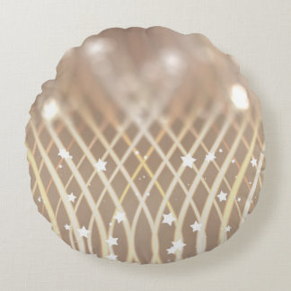 抽象芸術ブラウン、波の星の背景。 ラウンドクッション