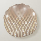 抽象芸術ブラウン、波の星の背景。 ラウンドクッション (裏面)