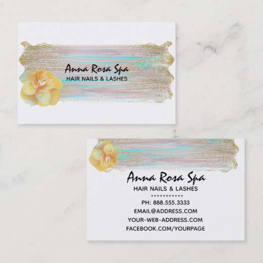 *~*抽象芸術ブラシのスプラッシュストライプ金ゴールドグリッター 名刺 (正面/裏面)