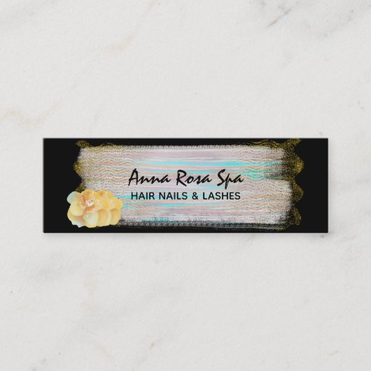 *~*抽象芸術ブラシのスプラッシュ金ゴールドグリッターストライプ スキニー名刺 (正面)