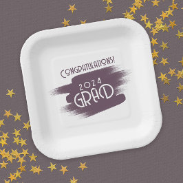 抽象芸術ブラシストロークおめでとうグラード ペーパープレート