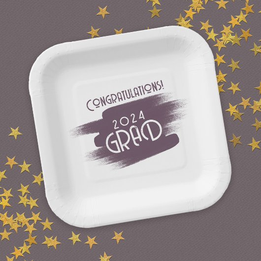 抽象芸術ブラシストロークおめでとうグラード ペーパープレート