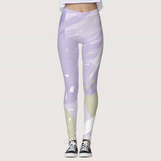抽象芸術ブラシストロークのパターンのレギング レギンス (正面)