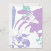 抽象芸術ブラシストロークティール（緑がかった色）薄紫日付の保存 招待状 (裏面)