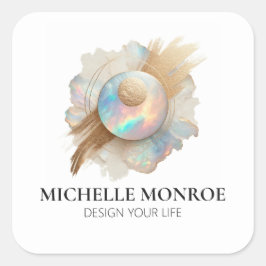 抽象芸術ブラシストローク付きホログラフィックオパール スクエアシール