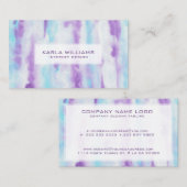 抽象芸術ブラシストローク紫ブルー&ホワイト 名刺 (正面/裏面)