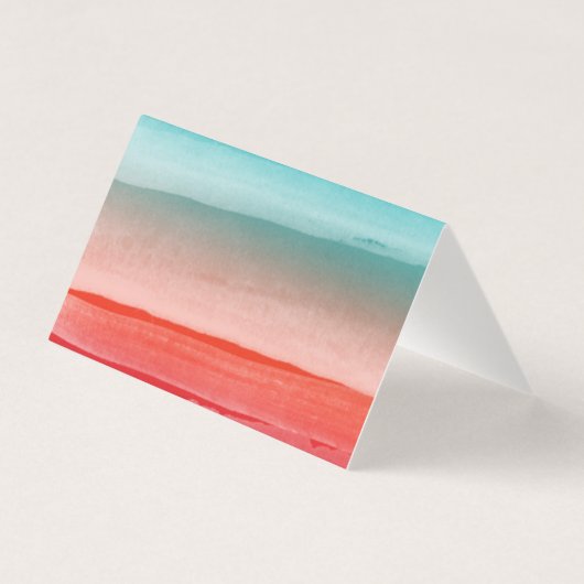 抽象芸術ブラシストローク赤ターコイズ 名刺 (裏面)