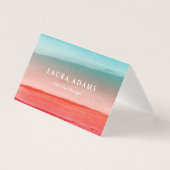 抽象芸術ブラシストローク赤ターコイズ 名刺 (正面)