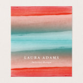 抽象芸術ブラシストローク赤ターコイズ 名刺 (外部フラット)