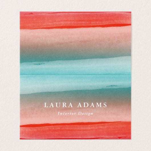 抽象芸術ブラシストローク赤ターコイズ 名刺 (外部フラット)