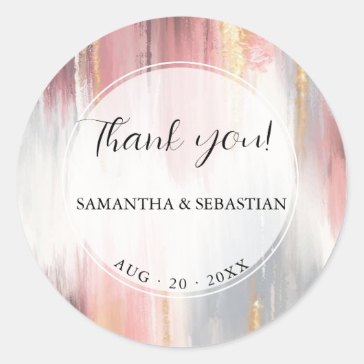 抽象芸術ブラシストローク赤面金ゴールド炭 ラウンドシール (正面)